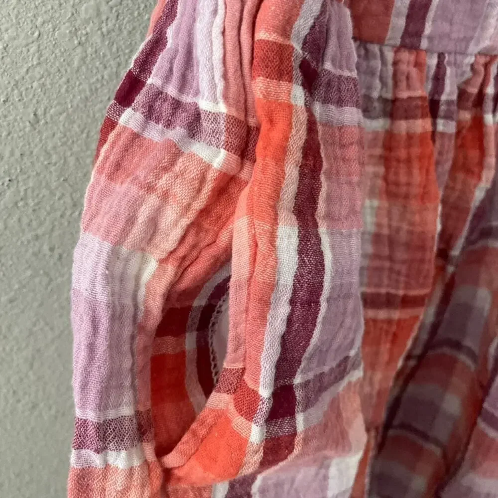 Cat & Jack Plaid Gauze Dress - Pink Purple - 8 Medium